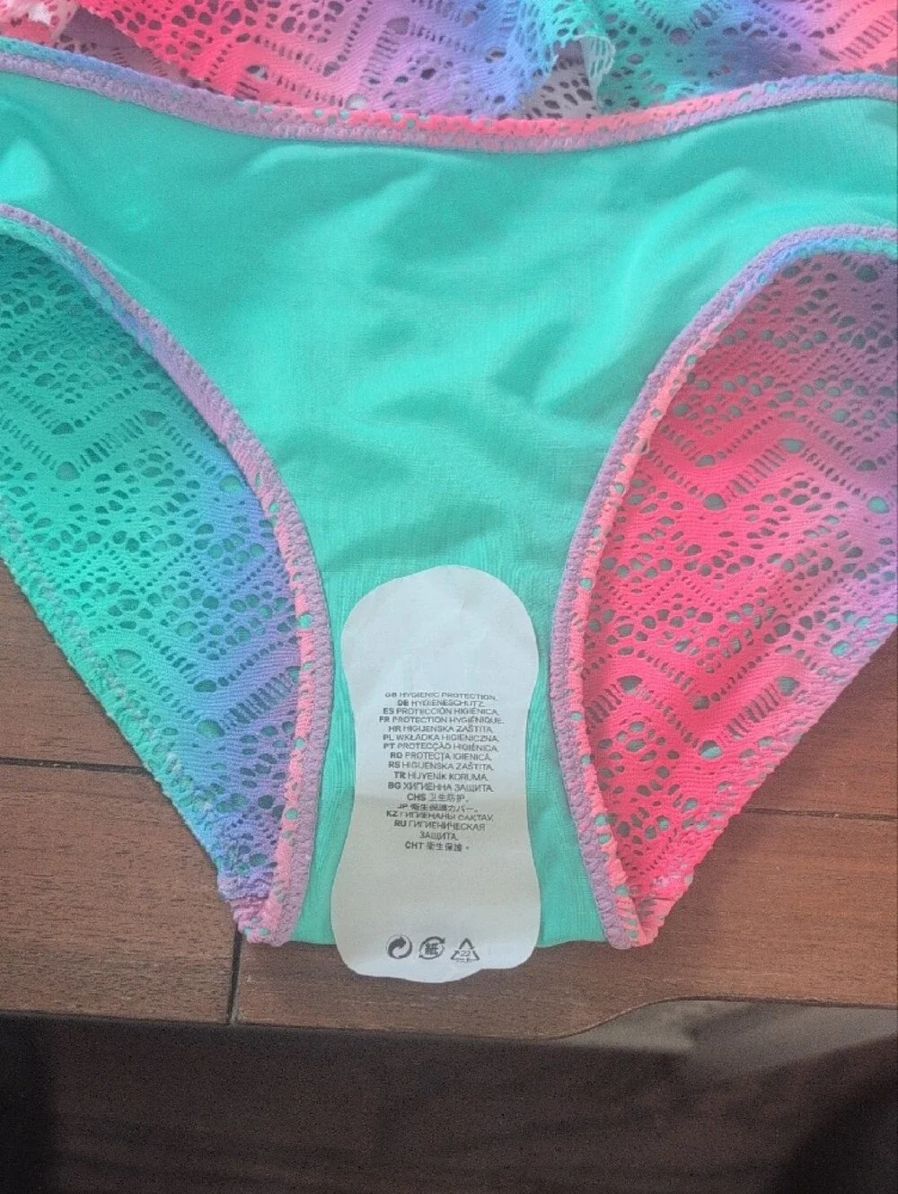 H&M Girls Pink Purple Teal Lace Overlay Bikini Set